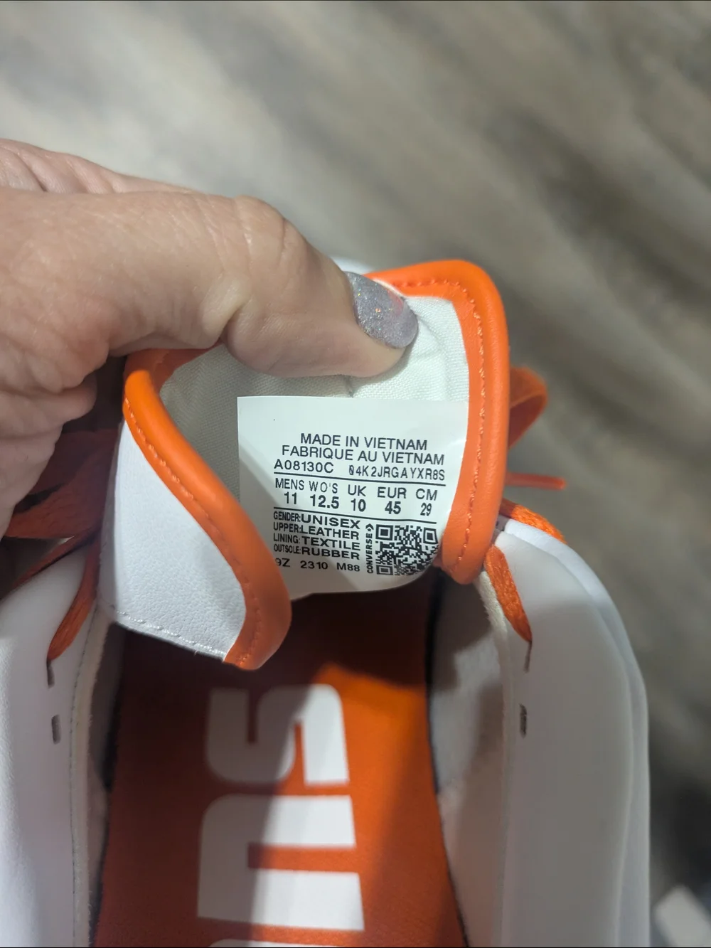 Men's Converse White and Orange Lace-Up Sneakers Size 11